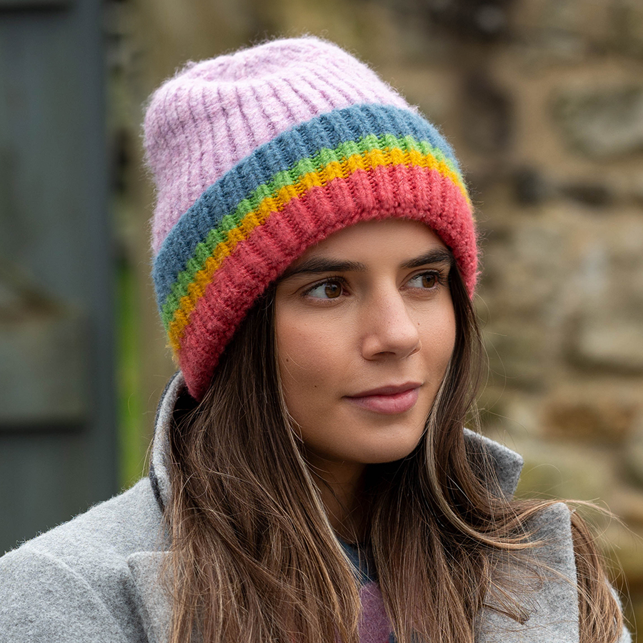 pom thick knit lilac hat Rainbow and Spoon Oxford thick knit lilac hat