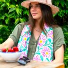 pink abstract daisy scarf