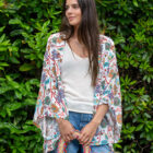 white paisley flower kimono