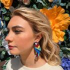 colourful beaded parrot earrings