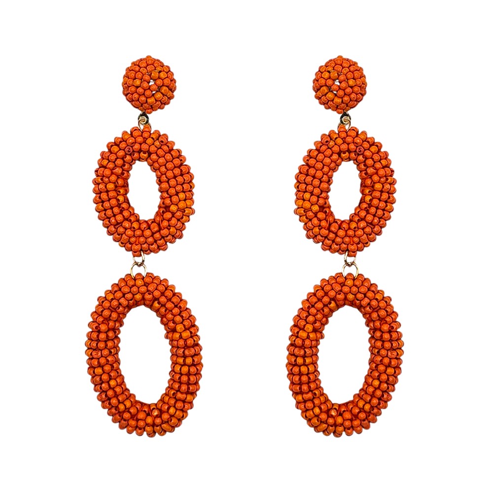beaded oval hoop earrings